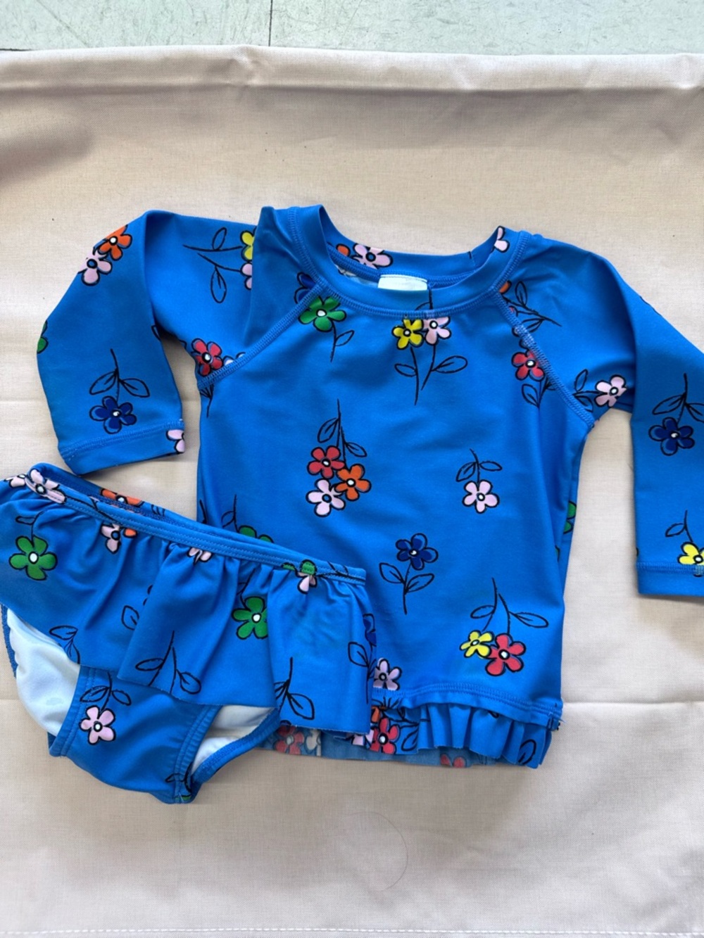 Hanna Andersson Bright Blue Floral Rashguard Two-Piece Set